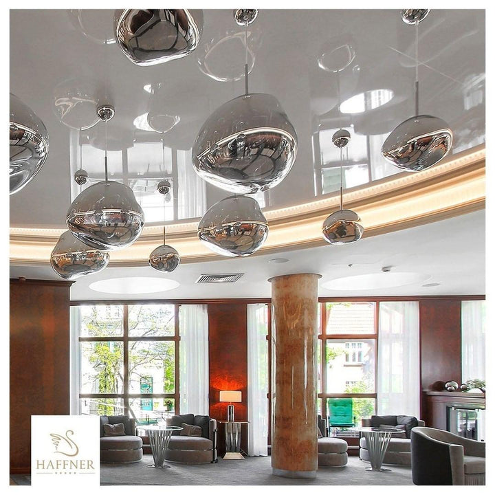 Modern Lava Pendant Lamp 7 in Copper Chrome Gold Ceiling Dining Lighting Mirror Effect Hanging Fixture | Kalsten