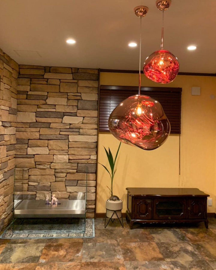 Modern Lava Pendant Lamp 7 in Copper Chrome Gold Ceiling Dining Lighting Mirror Effect Hanging Fixture | Kalsten
