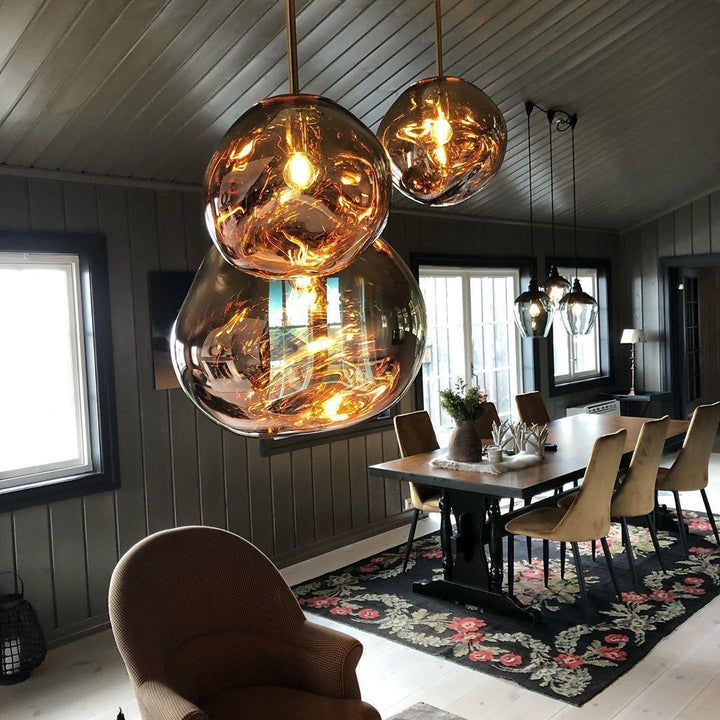 Modern Lava Pendant Lamp 7 in Copper Chrome Gold Ceiling Dining Lighting Mirror Effect Hanging Fixture | Kalsten