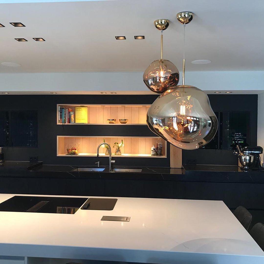 Modern Lava Pendant Lamp 7 in Copper Chrome Gold Ceiling Dining Lighting Mirror Effect Hanging Fixture | Kalsten