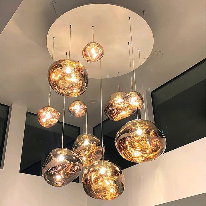 Modern Lava Pendant Lamp 7 in Copper Chrome Gold Ceiling Dining Lighting Mirror Effect Hanging Fixture | Kalsten