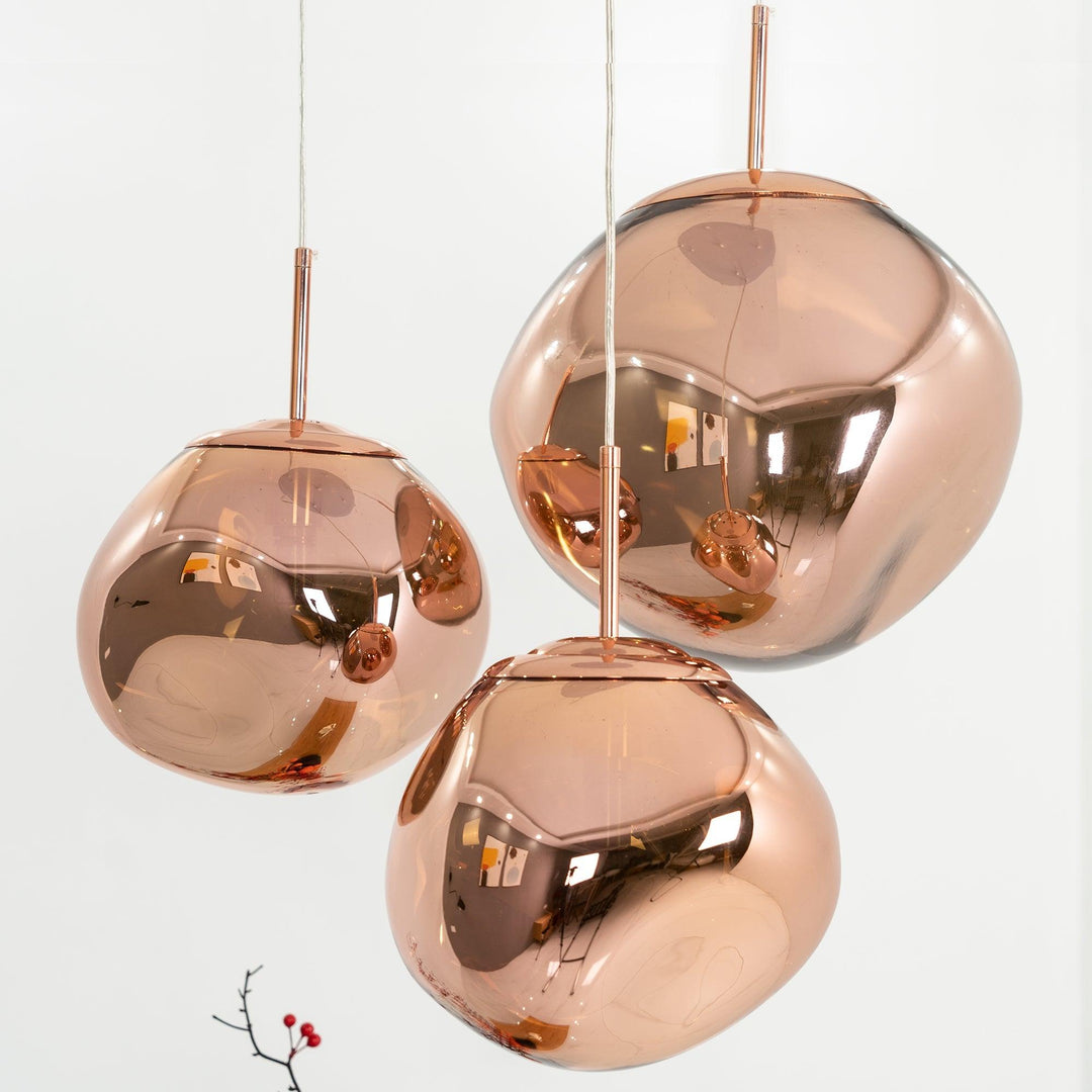 Modern Lava Pendant Lamp 7 in Copper Chrome Gold Ceiling Dining Lighting Mirror Effect Hanging Fixture | Kalsten