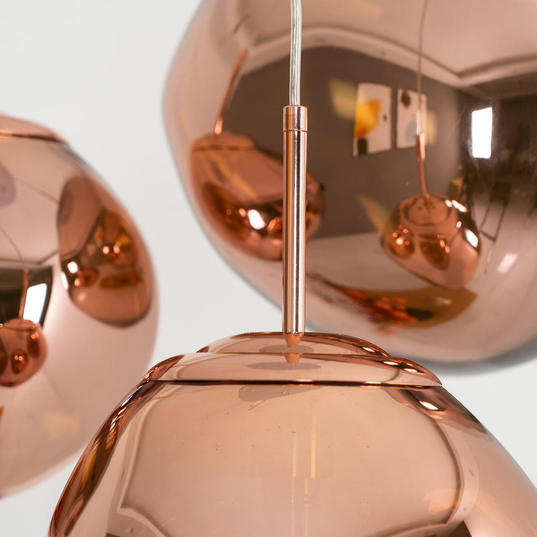 Modern Lava Pendant Lamp 7 in Copper Chrome Gold Ceiling Dining Lighting Mirror Effect Hanging Fixture | Kalsten