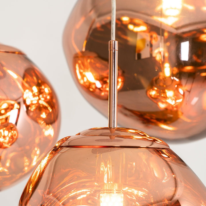 Modern Lava Pendant Lamp 7 in Copper Chrome Gold Ceiling Dining Lighting Mirror Effect Hanging Fixture | Kalsten