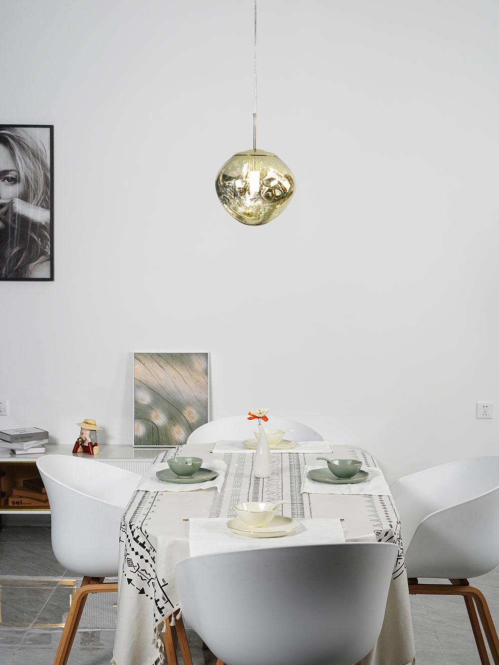Modern Lava Pendant Lamp 7 in Copper Chrome Gold Ceiling Dining Lighting Mirror Effect Hanging Fixture | Kalsten