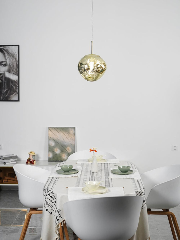 Modern Lava Pendant Lamp 7 in Copper Chrome Gold Ceiling Dining Lighting Mirror Effect Hanging Fixture | Kalsten