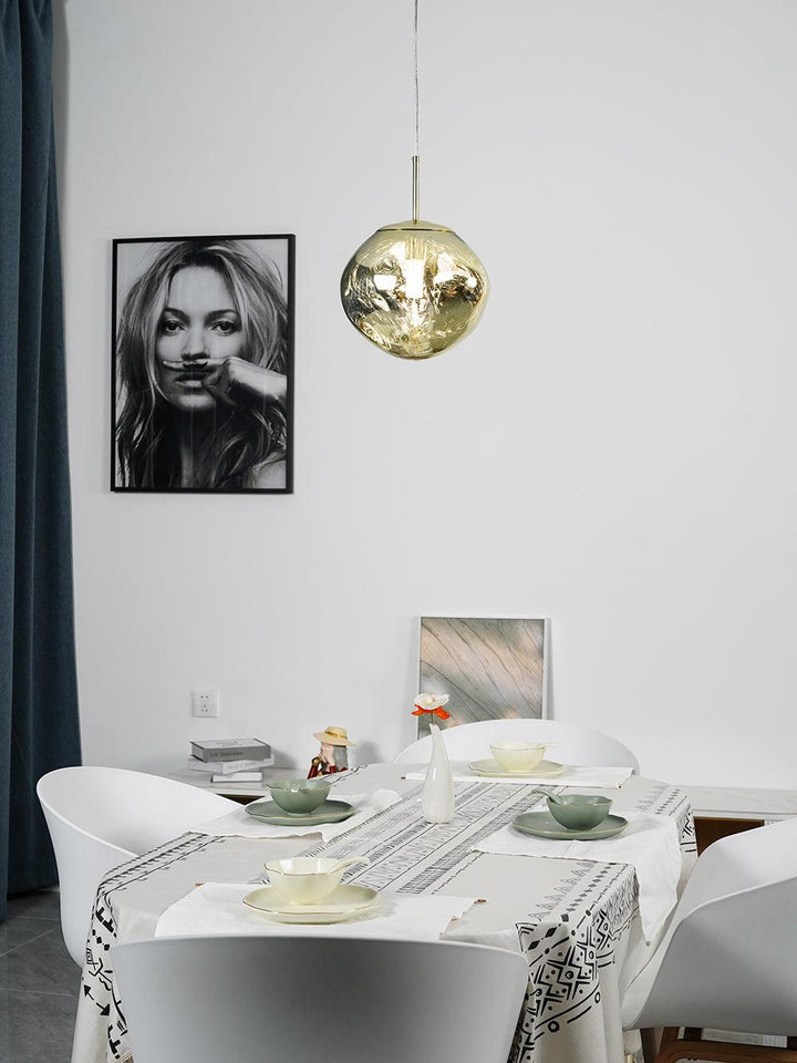 Modern Lava Pendant Lamp 7 in Copper Chrome Gold Ceiling Dining Lighting Mirror Effect Hanging Fixture | Kalsten