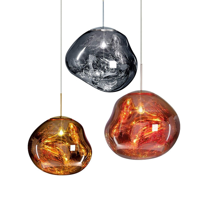 Modern Lava Pendant Lamp 7 in Copper Chrome Gold Ceiling Dining Lighting Mirror Effect Hanging Fixture | Kalsten