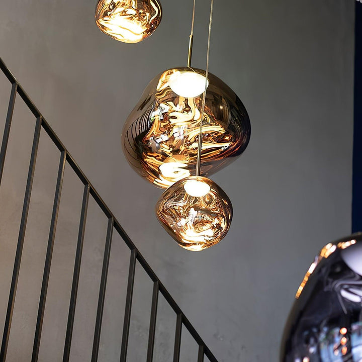 Modern Lava Pendant Lamp 7 in Copper Chrome Gold Ceiling Dining Lighting Mirror Effect Hanging Fixture | Kalsten