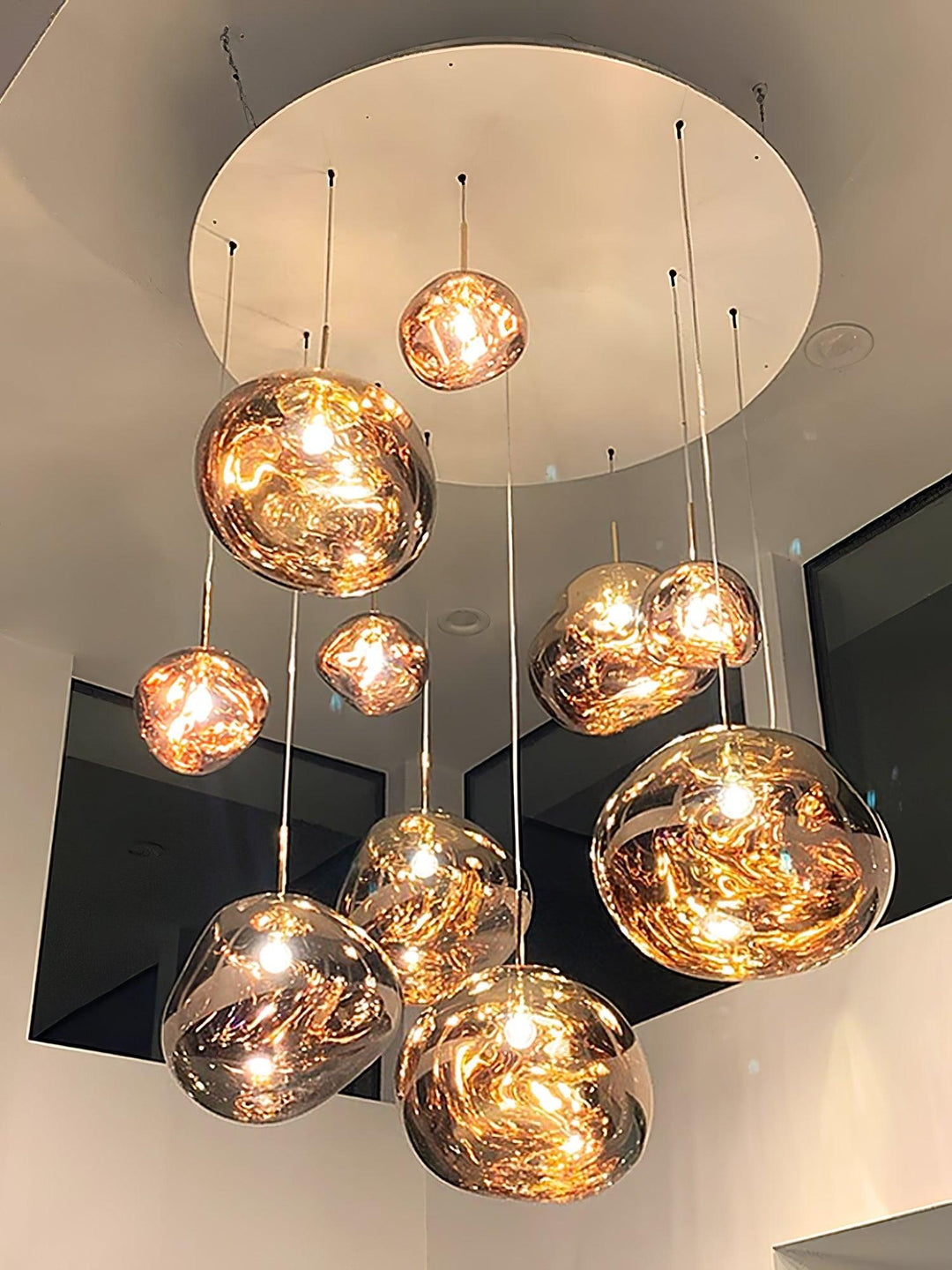 Modern Lava Pendant Lamp 7 in Copper Chrome Gold Ceiling Dining Lighting Mirror Effect Hanging Fixture | Kalsten