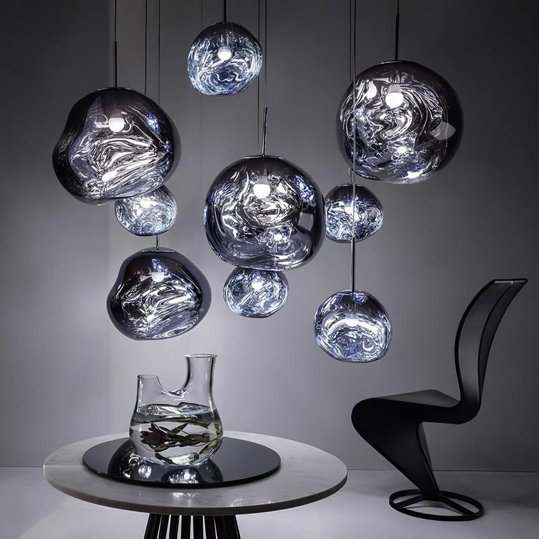 Modern Lava Pendant Lamp 7 in Copper Chrome Gold Ceiling Dining Lighting Mirror Effect Hanging Fixture | Kalsten