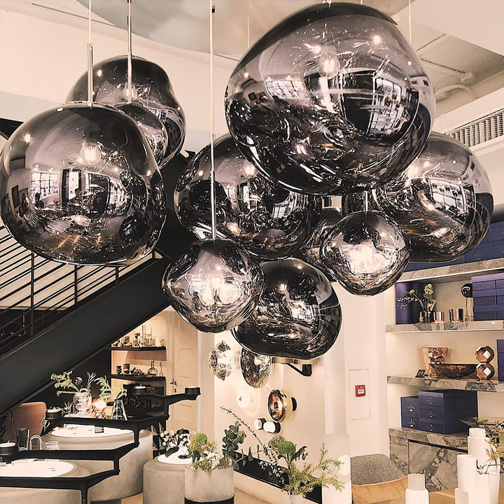 Modern Lava Pendant Lamp 7 in Copper Chrome Gold Ceiling Dining Lighting Mirror Effect Hanging Fixture | Kalsten