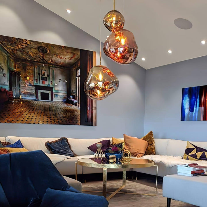 Modern Lava Pendant Lamp 7 in Copper Chrome Gold Ceiling Dining Lighting Mirror Effect Hanging Fixture | Kalsten