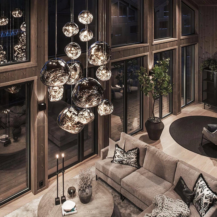 Modern Lava Pendant Lamp 7 in Copper Chrome Gold Ceiling Dining Lighting Mirror Effect Hanging Fixture | Kalsten