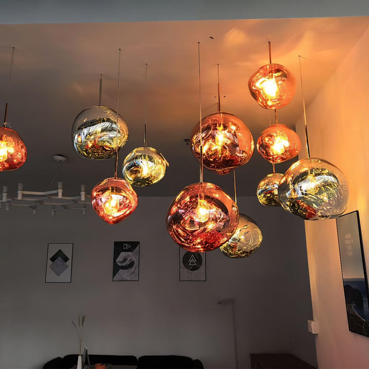 Modern Lava Pendant Lamp 7 in Copper Chrome Gold Ceiling Dining Lighting Mirror Effect Hanging Fixture | Kalsten