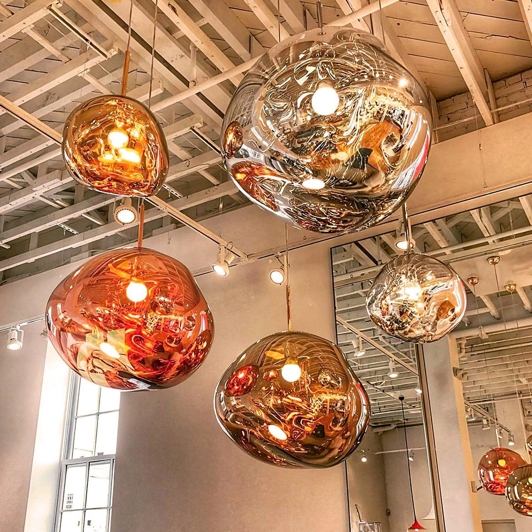 Modern Lava Pendant Lamp 7 in Copper Chrome Gold Ceiling Dining Lighting Mirror Effect Hanging Fixture | Kalsten