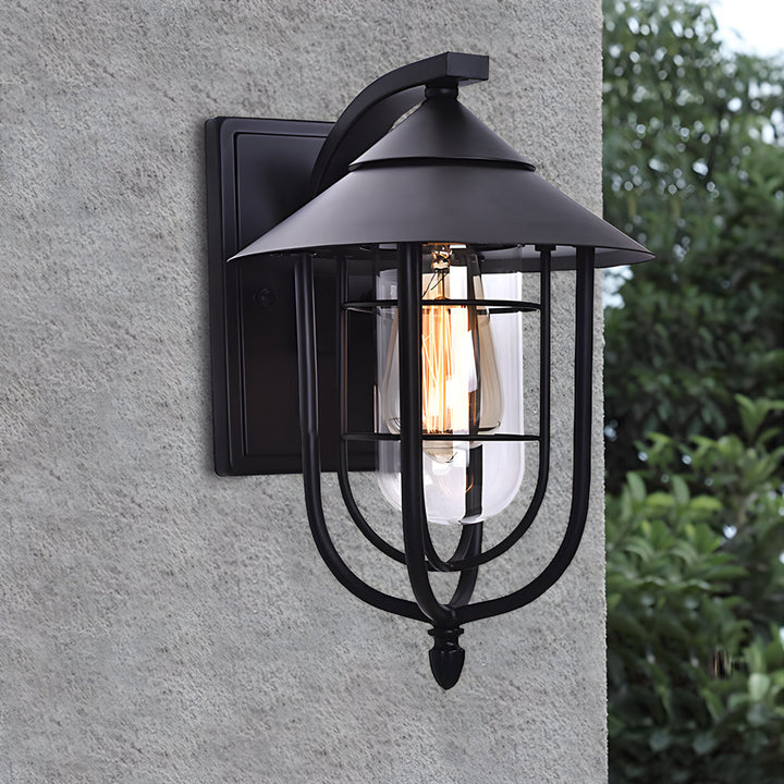 Waterproof Retro Iron Glass Motion Sensor Black Modern Outdoor Wall Lights | Kalsten