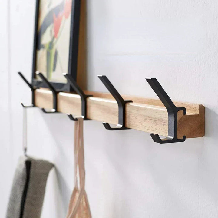 Kalsten | Nordivo Wall Wardrobe with Movable Double Hooks | Scandinavian Design | Wood & Aluminium | Space-saving & Modern