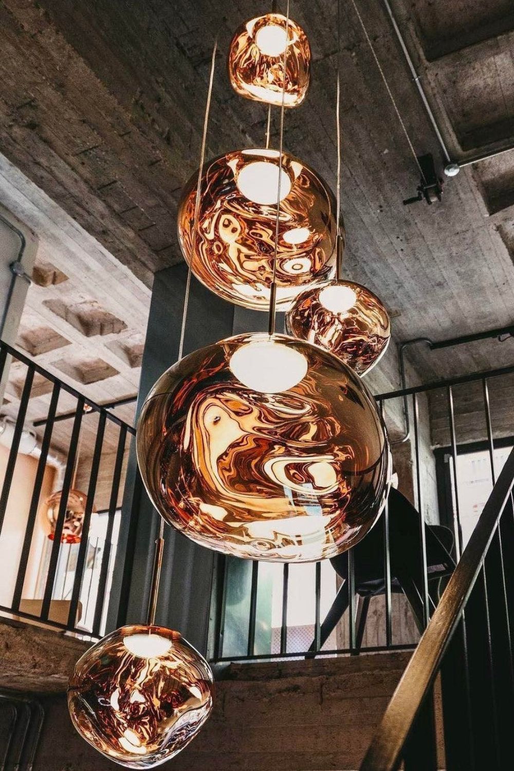 Modern Lava Pendant Lamp 7 in Copper Chrome Gold Ceiling Dining Lighting Mirror Effect Hanging Fixture | Kalsten