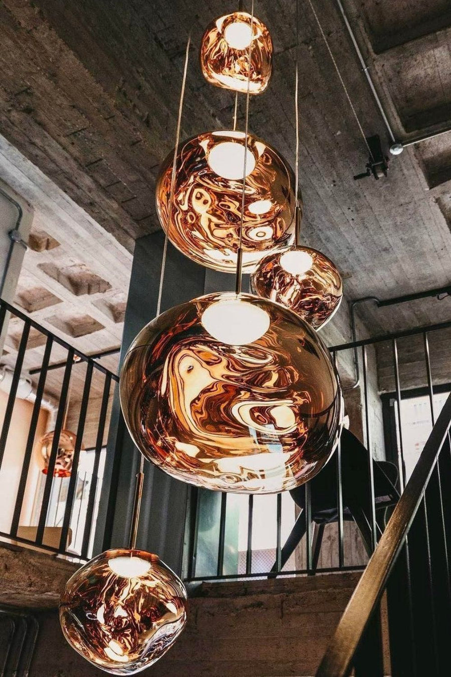 Modern Lava Pendant Lamp 7 in Copper Chrome Gold Ceiling Dining Lighting Mirror Effect Hanging Fixture | Kalsten