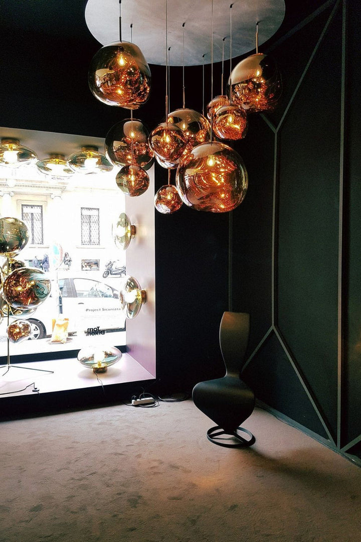Modern Lava Pendant Lamp 7 in Copper Chrome Gold Ceiling Dining Lighting Mirror Effect Hanging Fixture | Kalsten