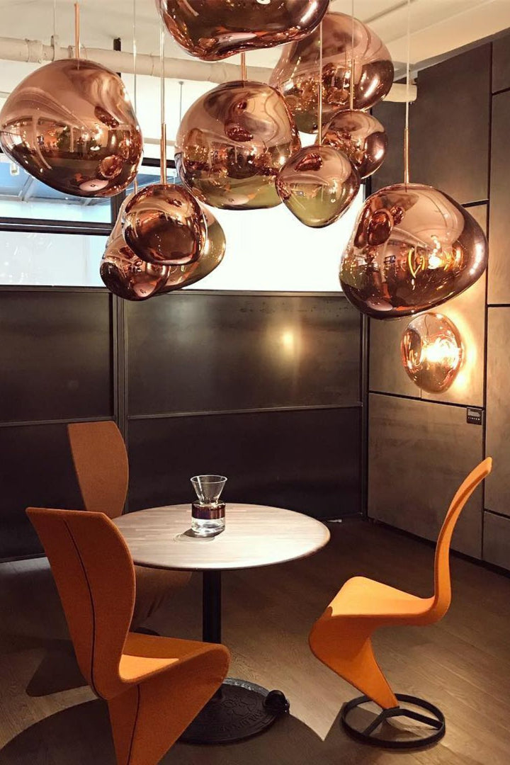 Modern Lava Pendant Lamp 7 in Copper Chrome Gold Ceiling Dining Lighting Mirror Effect Hanging Fixture | Kalsten
