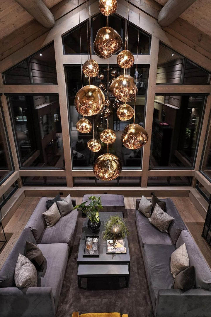 Modern Lava Pendant Lamp 7 in Copper Chrome Gold Ceiling Dining Lighting Mirror Effect Hanging Fixture | Kalsten
