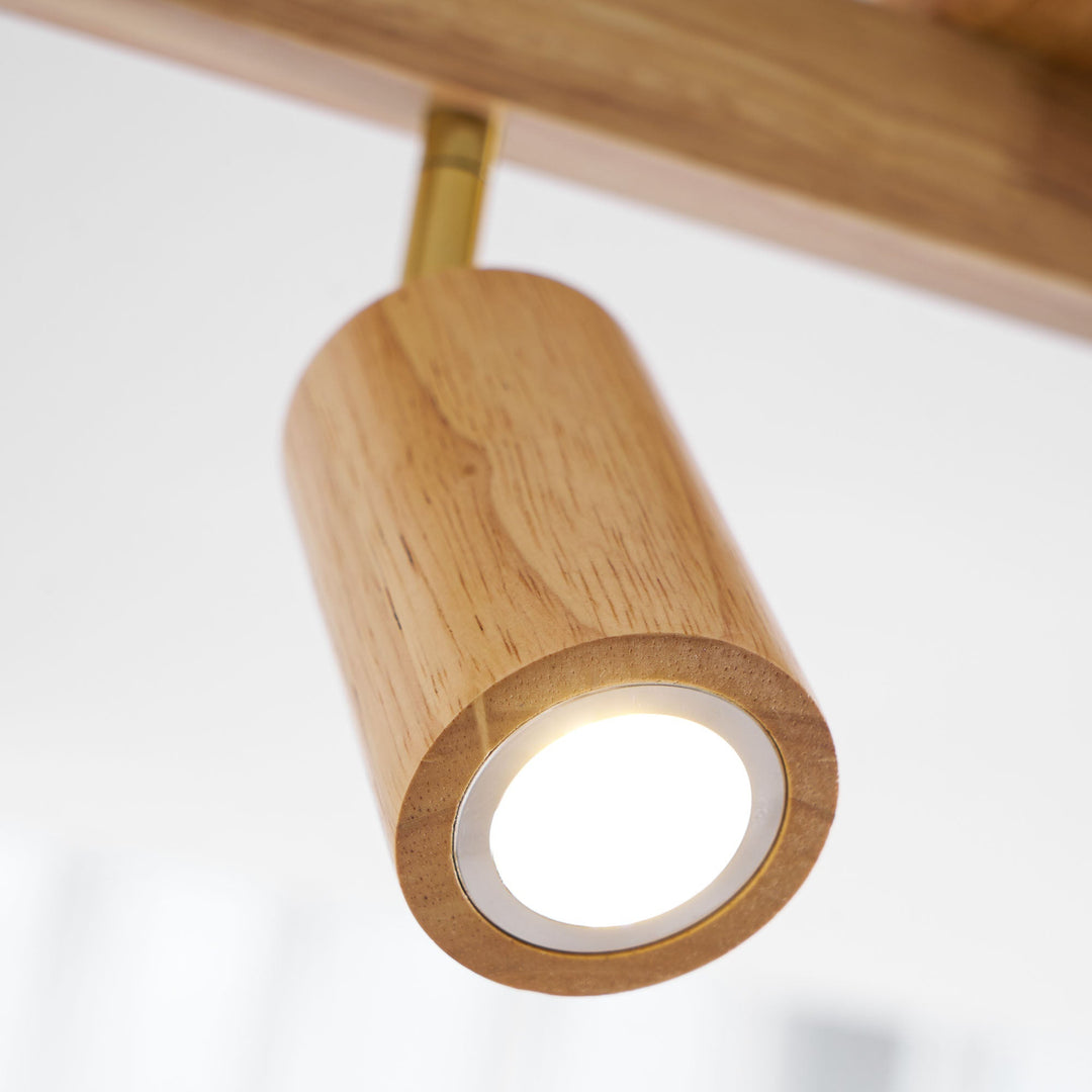 Wood Pendant Track Light 4 Heads 39.4 in Indoor Ceiling Wall Rustic Modern Lamp | Kalsten