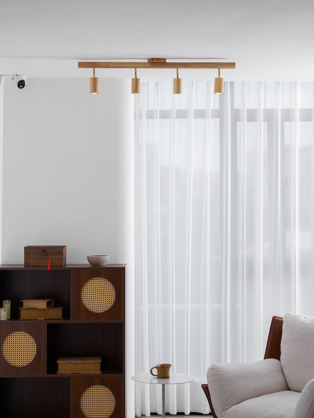 Wood Pendant Track Light 4 Heads 39.4 in Indoor Ceiling Wall Rustic Modern Lamp | Kalsten