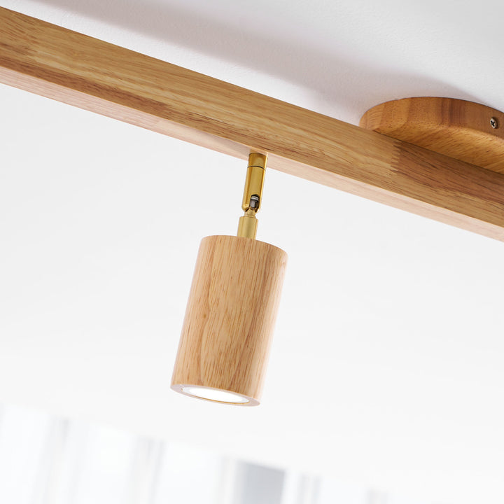 Wood Pendant Track Light 4 Heads 39.4 in Indoor Ceiling Wall Rustic Modern Lamp | Kalsten