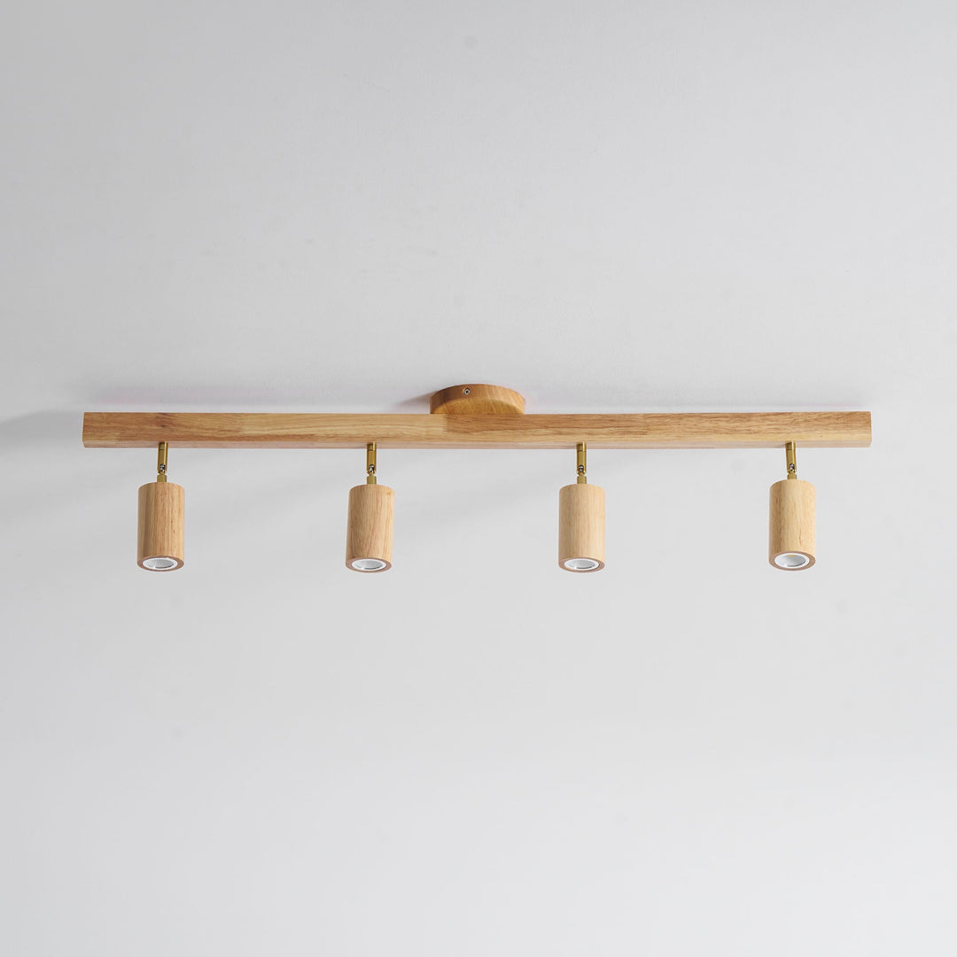 Wood Pendant Track Light 4 Heads 39.4 in Indoor Ceiling Wall Rustic Modern Lamp | Kalsten