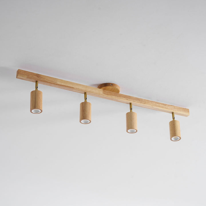 Wood Pendant Track Light 4 Heads 39.4 in Indoor Ceiling Wall Rustic Modern Lamp | Kalsten