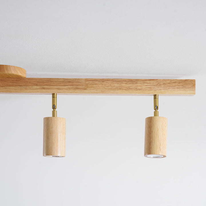 Wood Pendant Track Light 4 Heads 39.4 in Indoor Ceiling Wall Rustic Modern Lamp | Kalsten