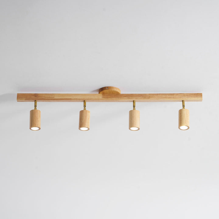 Wood Pendant Track Light 4 Heads 39.4 in Indoor Ceiling Wall Rustic Modern Lamp | Kalsten