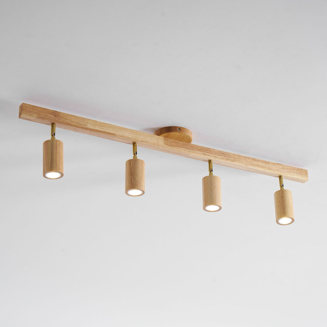Wood Pendant Track Light 4 Heads 39.4 in Indoor Ceiling Wall Rustic Modern Lamp | Kalsten