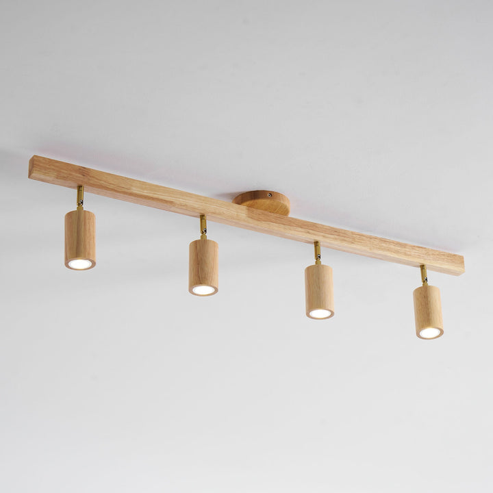 Wood Pendant Track Light 4 Heads 39.4 in Indoor Ceiling Wall Rustic Modern Lamp | Kalsten