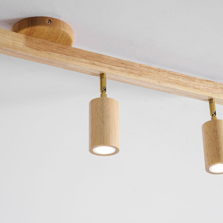 Wood Pendant Track Light 4 Heads 39.4 in Indoor Ceiling Wall Rustic Modern Lamp | Kalsten
