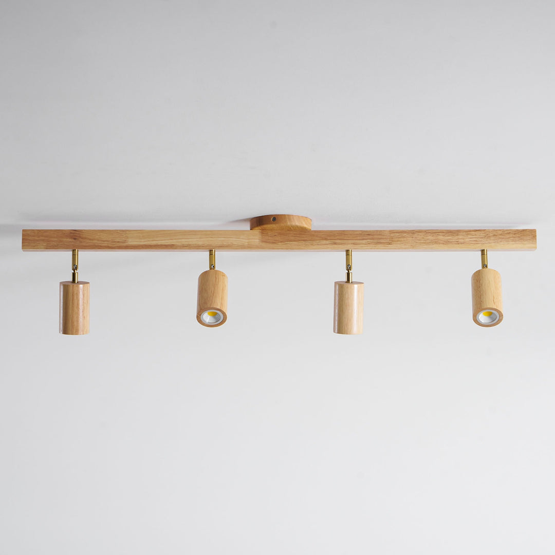 Wood Pendant Track Light 4 Heads 39.4 in Indoor Ceiling Wall Rustic Modern Lamp | Kalsten