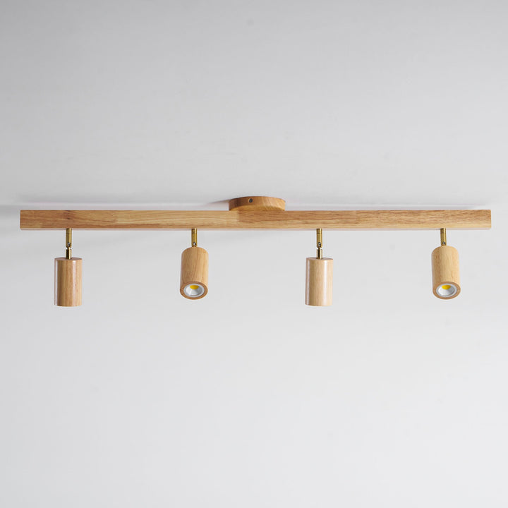 Wood Pendant Track Light 4 Heads 39.4 in Indoor Ceiling Wall Rustic Modern Lamp | Kalsten