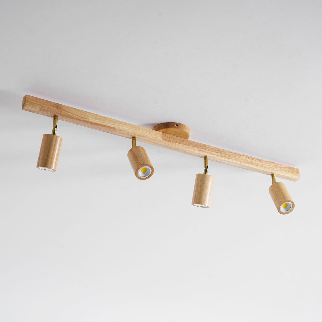 Wood Pendant Track Light 4 Heads 39.4 in Indoor Ceiling Wall Rustic Modern Lamp | Kalsten