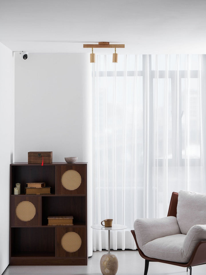 Wood Pendant Track Light 4 Heads 39.4 in Indoor Ceiling Wall Rustic Modern Lamp | Kalsten