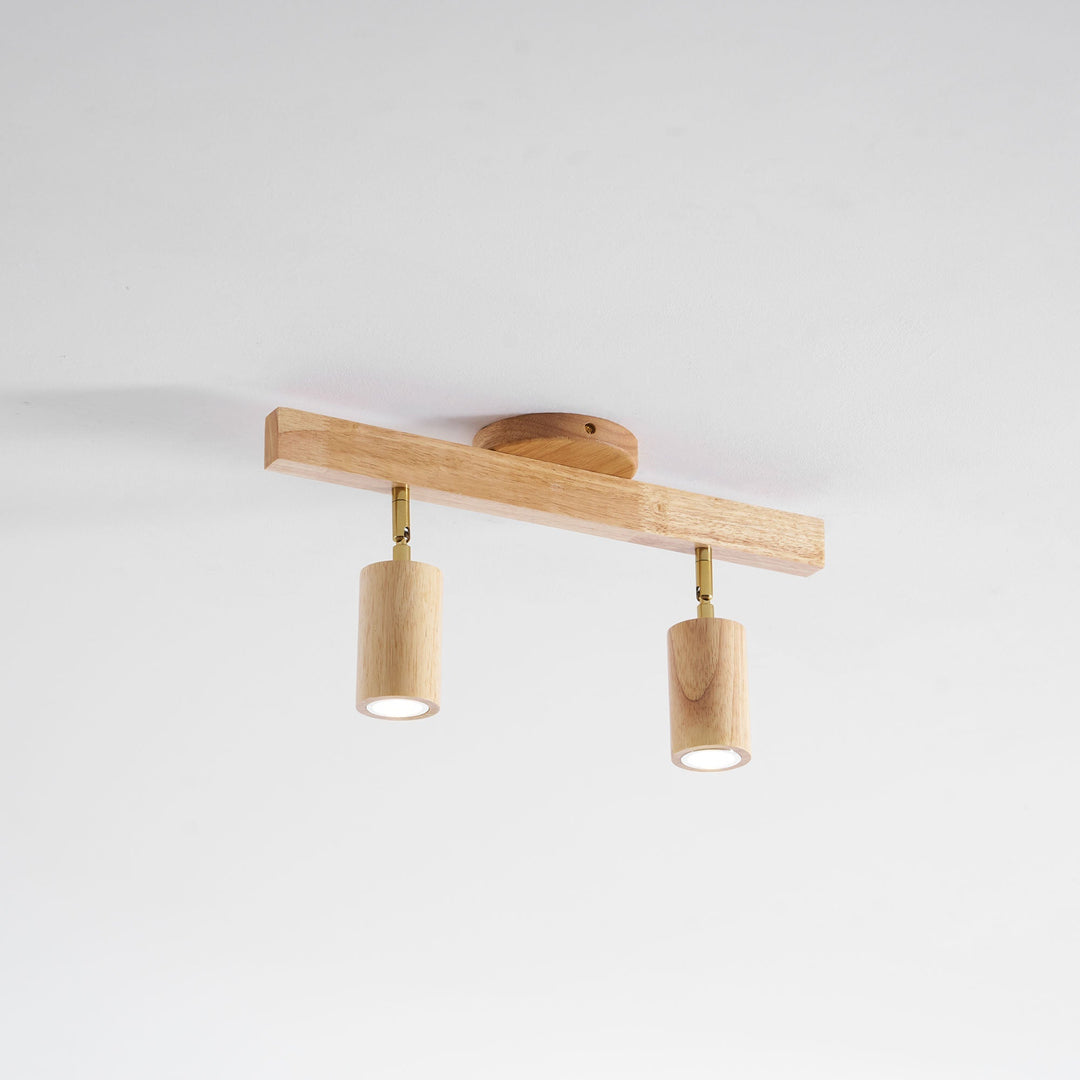Wood Pendant Track Light 4 Heads 39.4 in Indoor Ceiling Wall Rustic Modern Lamp | Kalsten