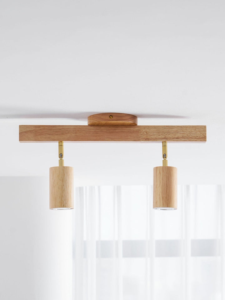 Wood Pendant Track Light 4 Heads 39.4 in Indoor Ceiling Wall Rustic Modern Lamp | Kalsten