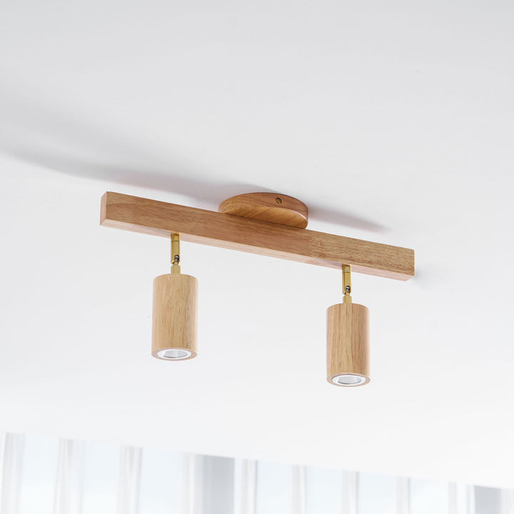 Wood Pendant Track Light 4 Heads 39.4 in Indoor Ceiling Wall Rustic Modern Lamp | Kalsten
