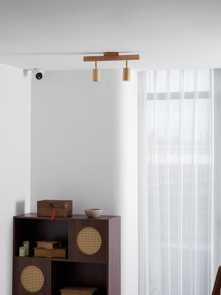 Wood Pendant Track Light 4 Heads 39.4 in Indoor Ceiling Wall Rustic Modern Lamp | Kalsten