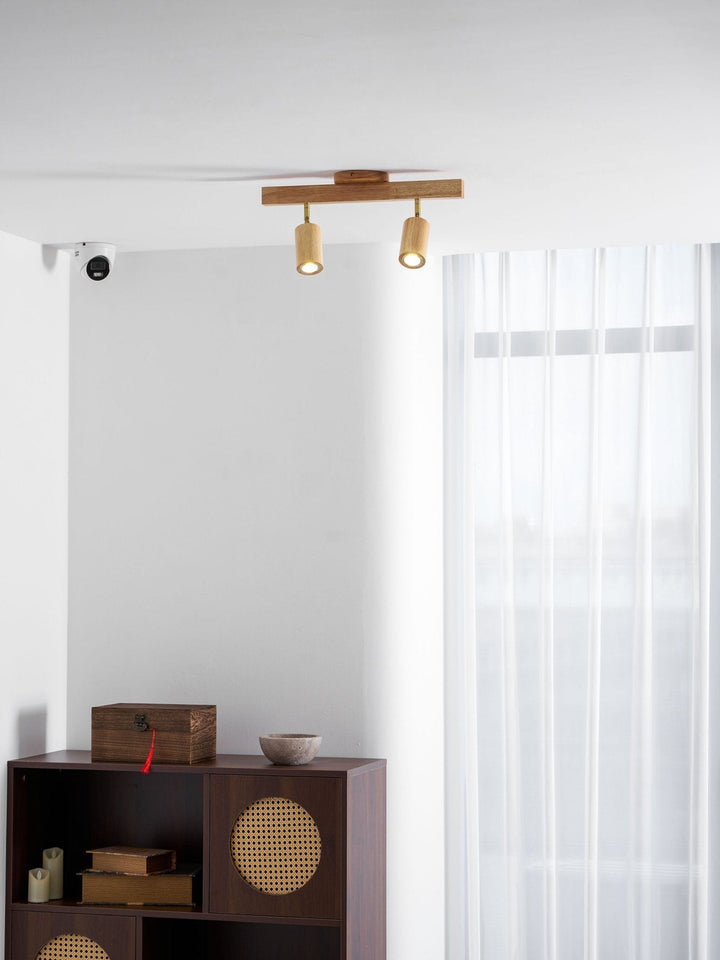 Wood Pendant Track Light 4 Heads 39.4 in Indoor Ceiling Wall Rustic Modern Lamp | Kalsten