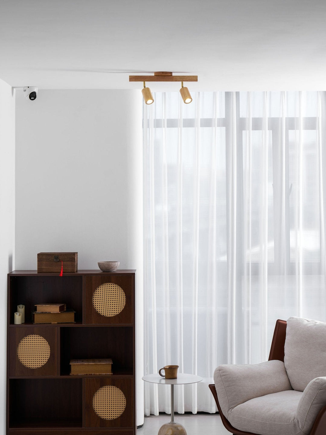 Wood Pendant Track Light 4 Heads 39.4 in Indoor Ceiling Wall Rustic Modern Lamp | Kalsten