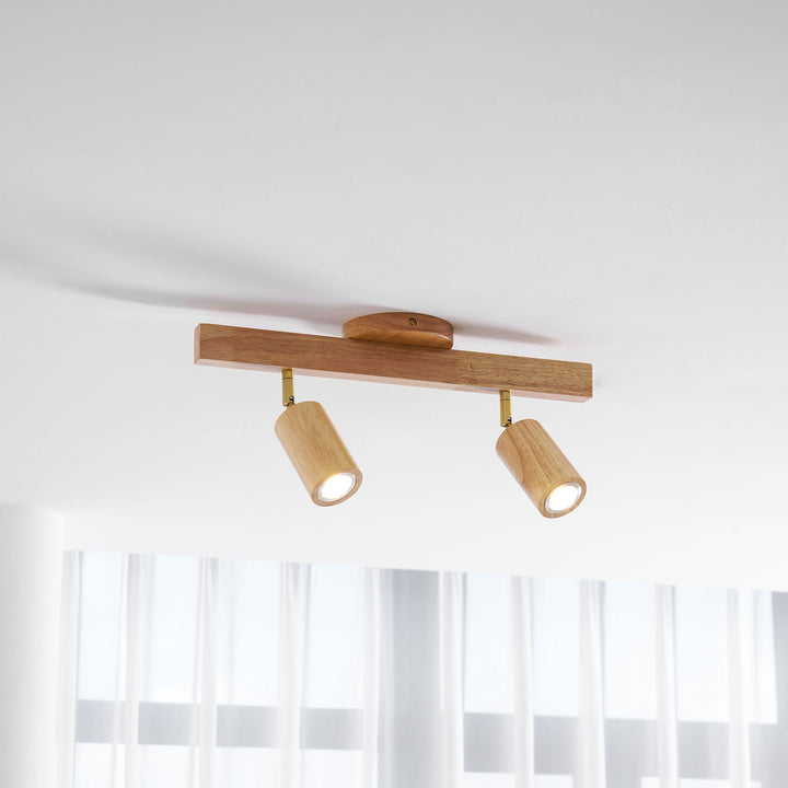 Wood Pendant Track Light 4 Heads 39.4 in Indoor Ceiling Wall Rustic Modern Lamp | Kalsten