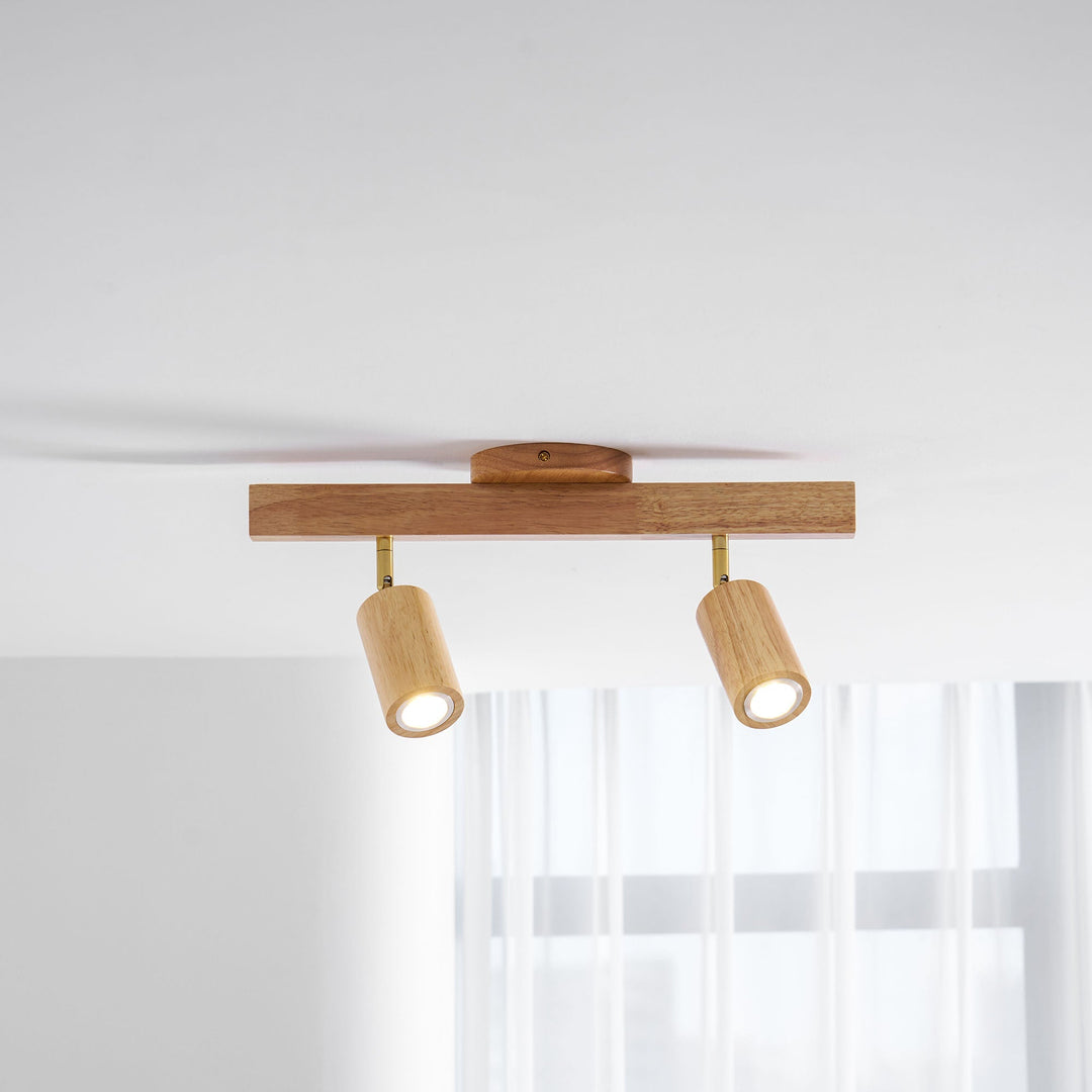 Wood Pendant Track Light 4 Heads 39.4 in Indoor Ceiling Wall Rustic Modern Lamp | Kalsten
