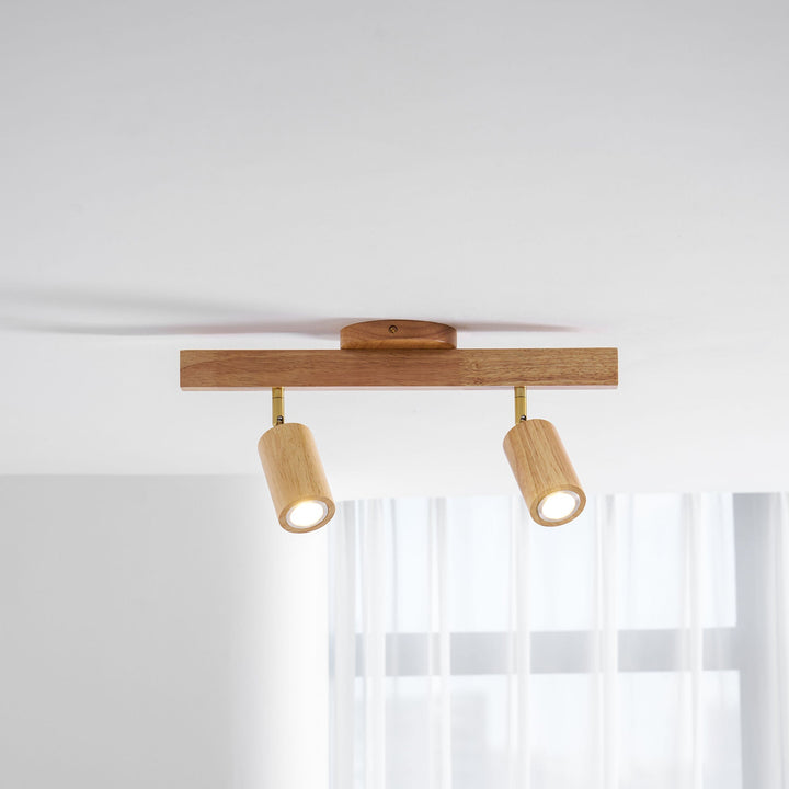 Wood Pendant Track Light 4 Heads 39.4 in Indoor Ceiling Wall Rustic Modern Lamp | Kalsten